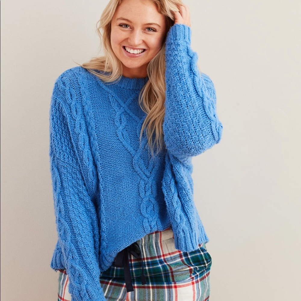 NEW Aerie Super Soft Cable Knit Sweater Blue